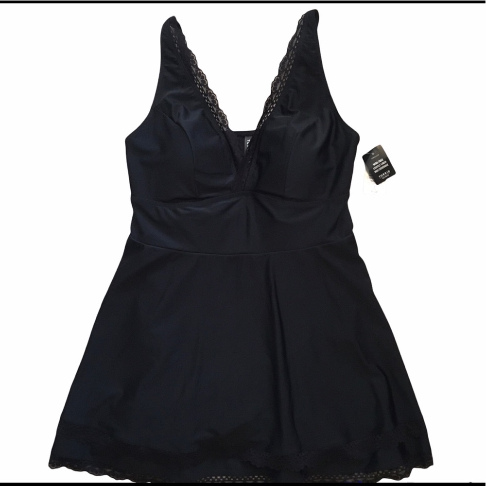 torrid Black Lace Trim Swim Dress NEW - Picture 6 of 8